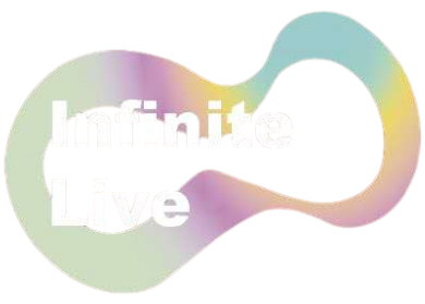 Gradient logo with 'infinite life' text on a white background